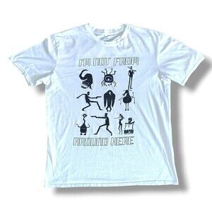 🔴 Men In Black Shirt Men Large White Short Sleeve Graphic Tee Universal Studio